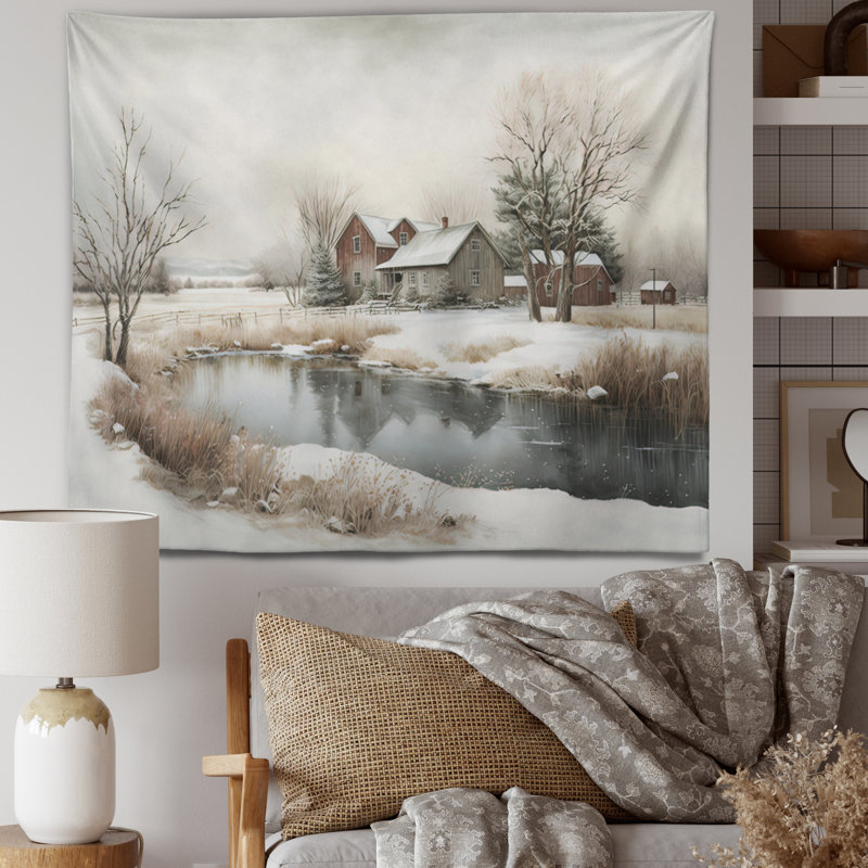 Polyester de l'Arkansas Farm en tapisserie d'hiver, H 50 po x l 60 po