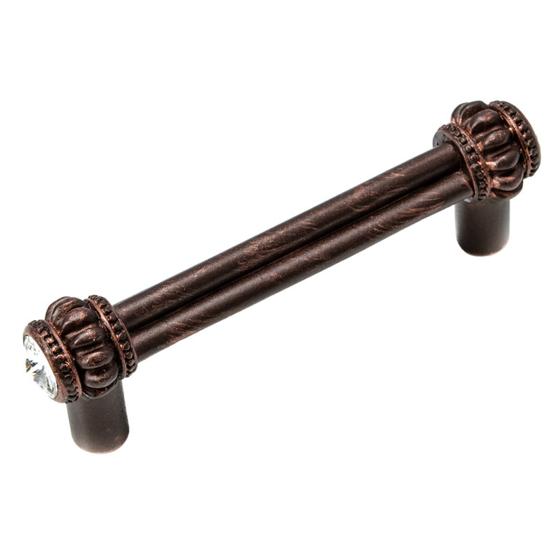 Caché double 3 inches c.c. pull with 2 rivoli Swarovski Clear Crystals in Chalice, 3", Oil Rubbed Bronze