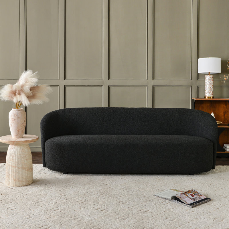 90'' Wide Boucle Upholstered 3-Seater Sofa, Charcoal
