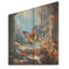 Cottage bleu orange papillon II - Animal papillon sur bois naturel-490424540