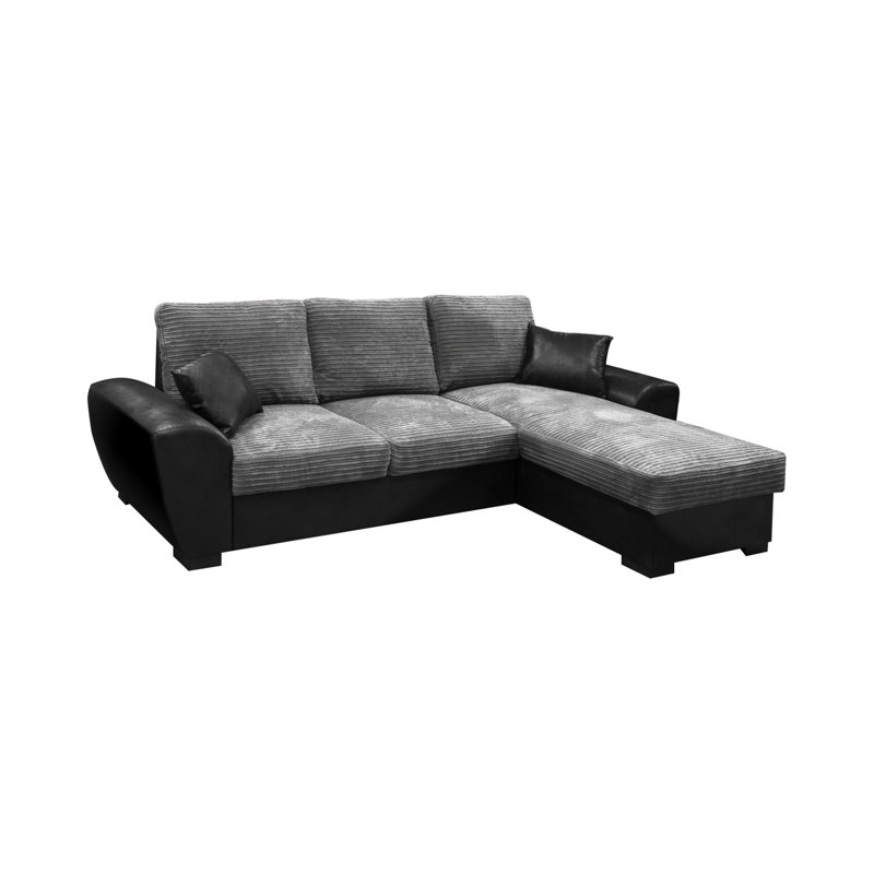 Acee Corner Sofa Bed Jumbo Cord, Grey/Black