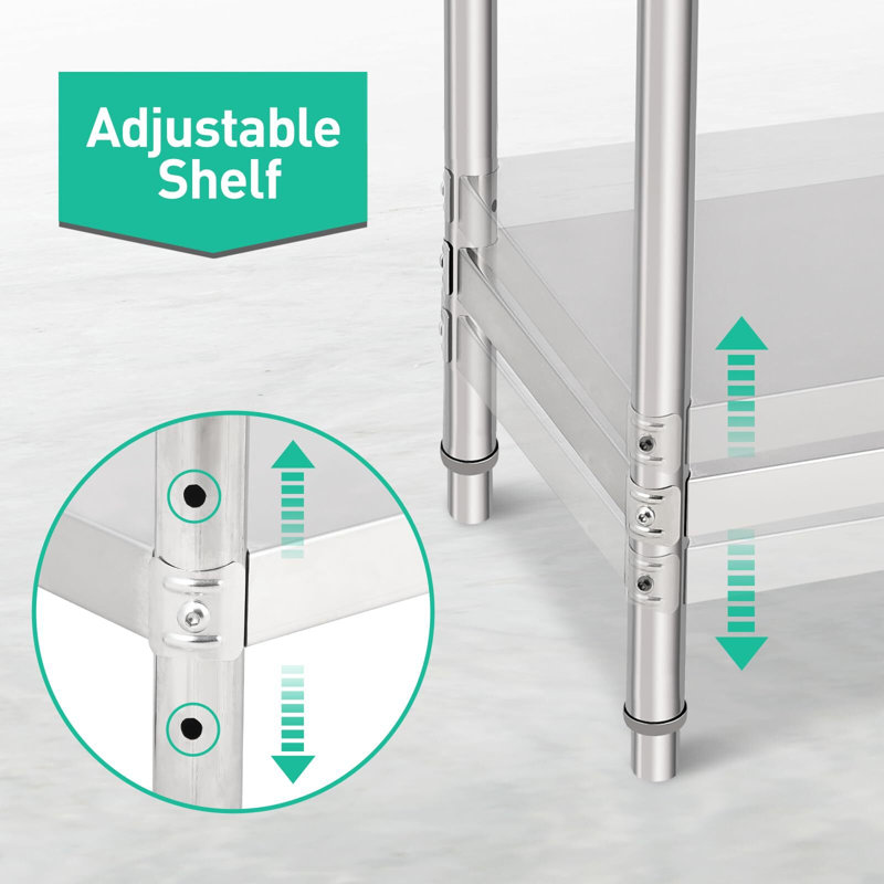 Stainless Steel Adjustable Height Commercial Work Table