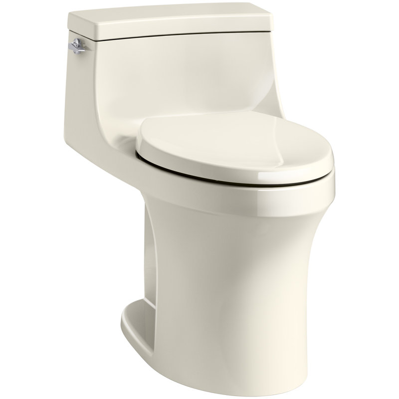 San Souci 1.28 GPF Elongated One-Piece toilet (Seat Included), Almond, Left-Hand