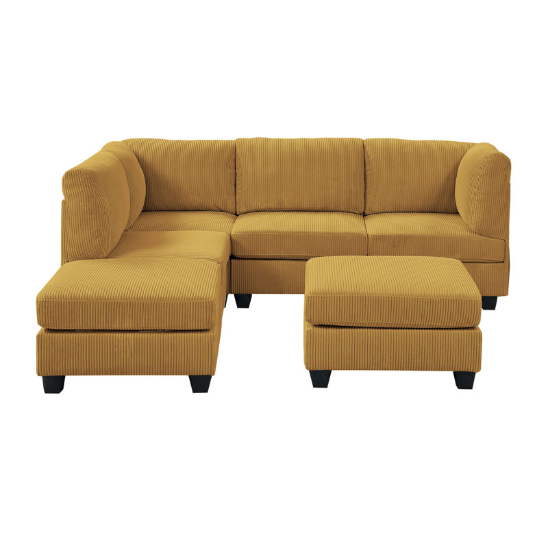 Corduroy Sectional Reversible, Ginger