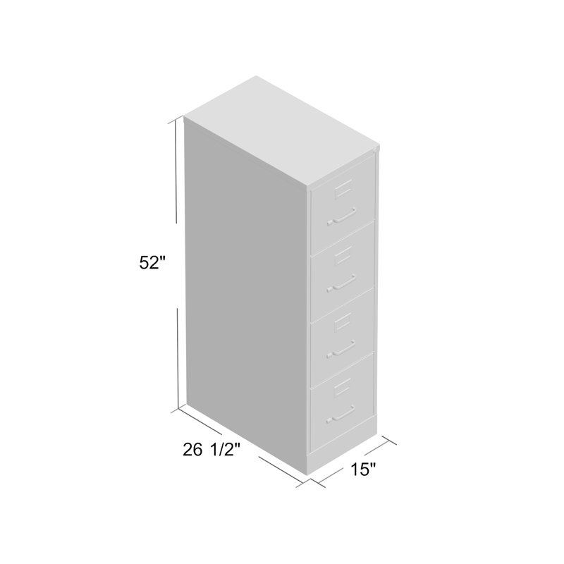 15'' Wide 4 -Drawer Steel File Cabinet, Light Gray