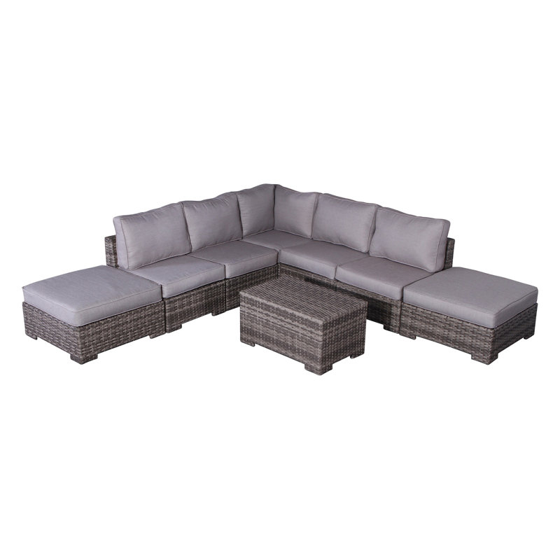 Caron Wicker Fully Assembled 6 - Person Seating Group with Cushions