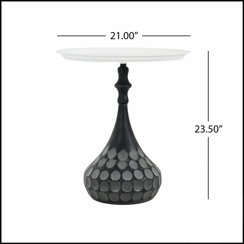 Table basse d'appoint en métal, design sur pied avec texture martelée à la main pour salons élégants