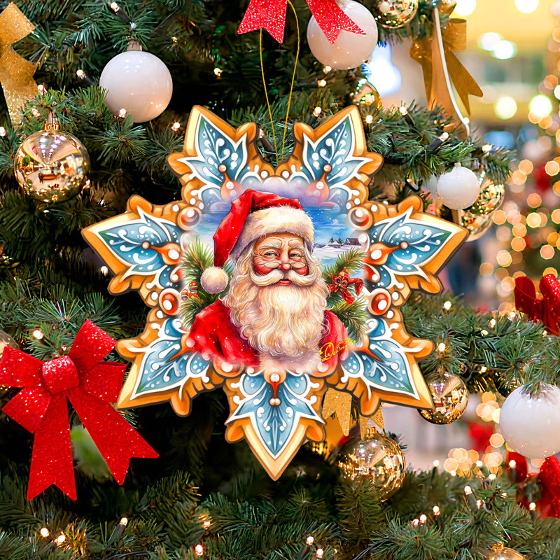 Grand ornement décoratif en bois de Noël