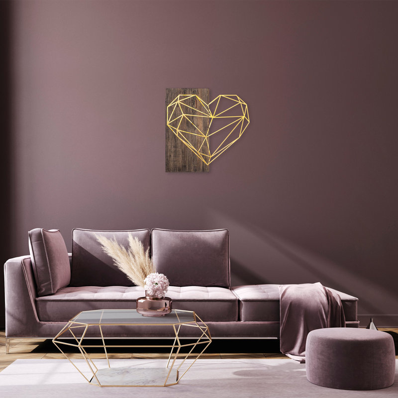 Décoration murale en bois, Noyer / doré