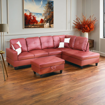 Canapé et méridienne en similicuir de 103,5 po de largeur avec repose-pieds Maumee