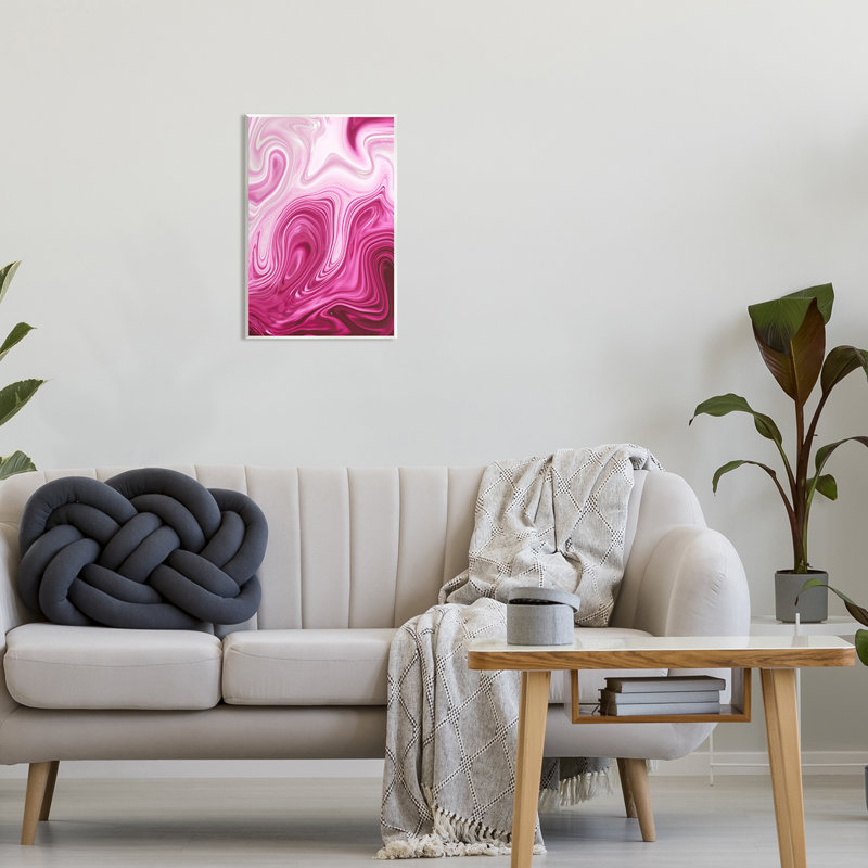 Tourbillons abstraits en marbre rose - impression, H 19 po x l 13 po x P 0,5 po, Bois