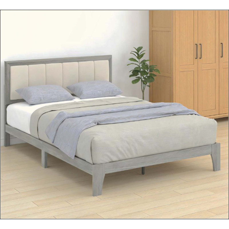 Base de lit plateforme avec lattes en bois, base de lit avec tête de lit