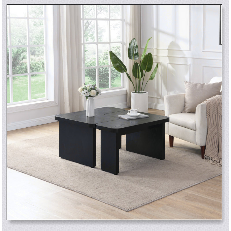Table basse détachable rectangulaire en bois, polyvalente et élégante pour la salle à manger et le jardin, noir, Noir