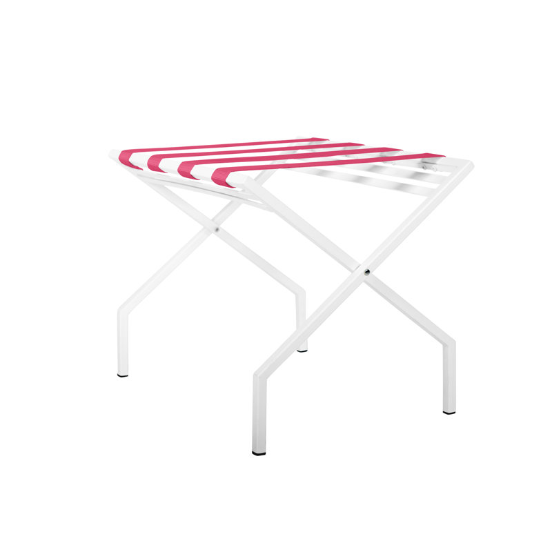 Porte-bagages pliant en métal, Blanc, Pink