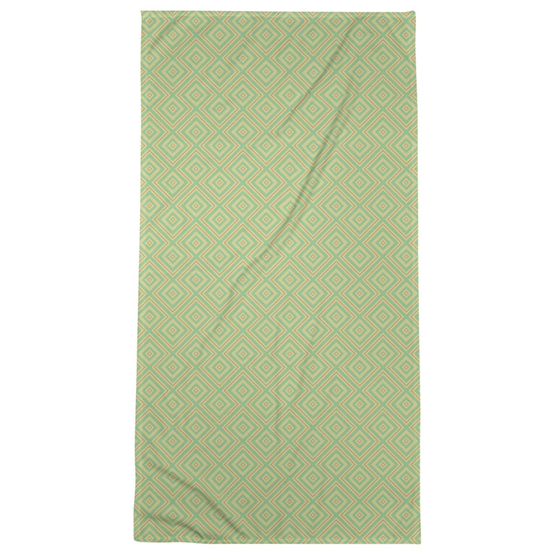 Serviette de plage en treillis carré, Vert/orange