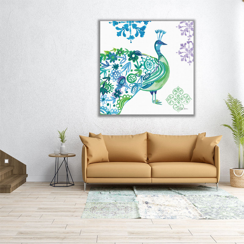 Jewel Peacocks II - reproduction d'art sur toile, H 20 po x l 20 po