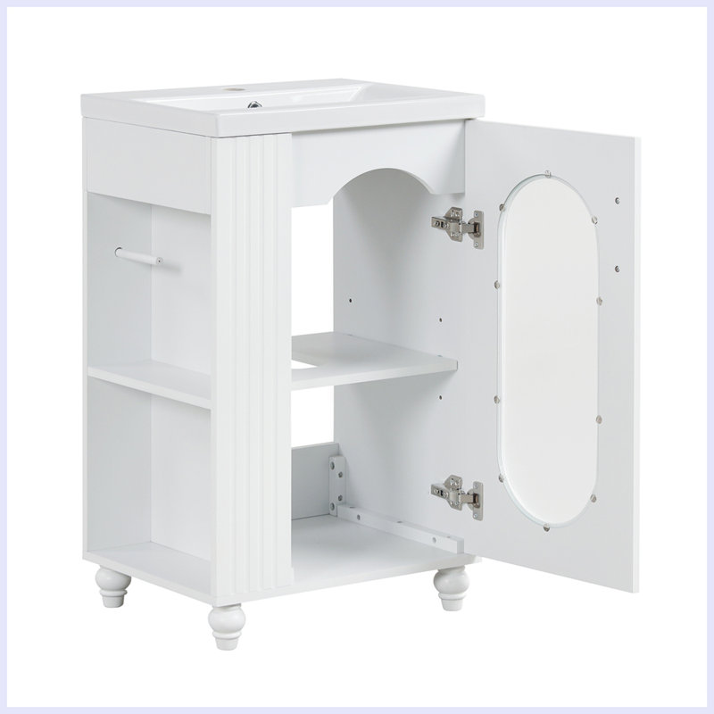 Armoire de salle de bain moderne avec tablette à deux niveaux Almendra