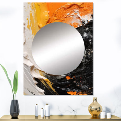 Orange And Black Mystic Spirals III - Abstract Spirals Mirror Wall Decor MTMIR102840
