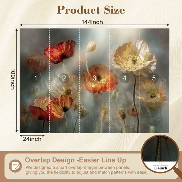 Red Barrel Studio Vintage Peel and Stick Wallpaper Misty Red Orange ...