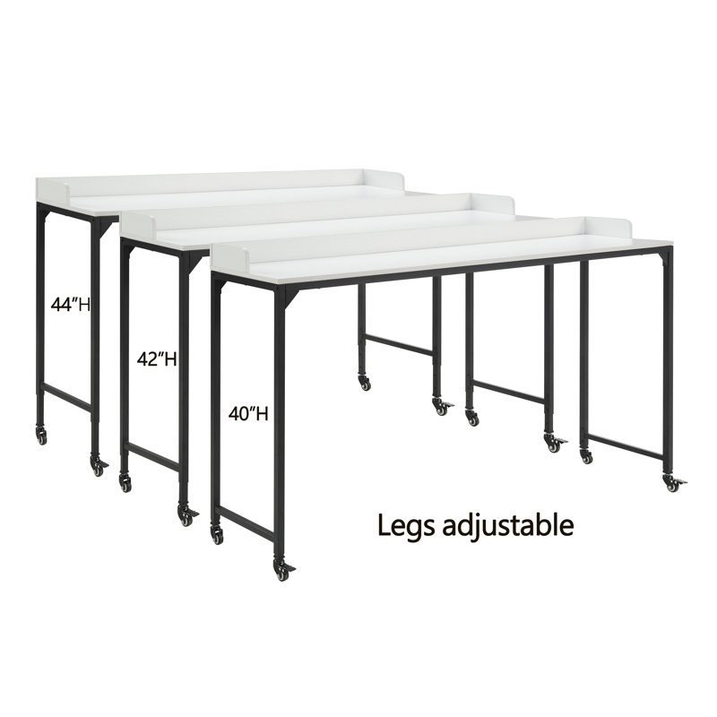 Multipurpose Over The Bed Desk With Adjustable Height, Metal Legs With Casters, Overbed Table 1Pc, Laptop Table For Bed, Breakfast Table