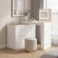 Bureau de coiffeuse blanc avec miroir, lumières DEL, 7 tiroirs, 9 compartiments et 3 tablettes, table de maquillage réglable pour la chambre à coucher-1455611947