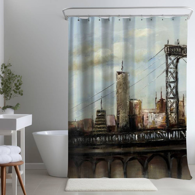 Shower Curtain CI21 – Polyester Shower Curtain, Dye Sublimation Print, 71" W × 74" L
