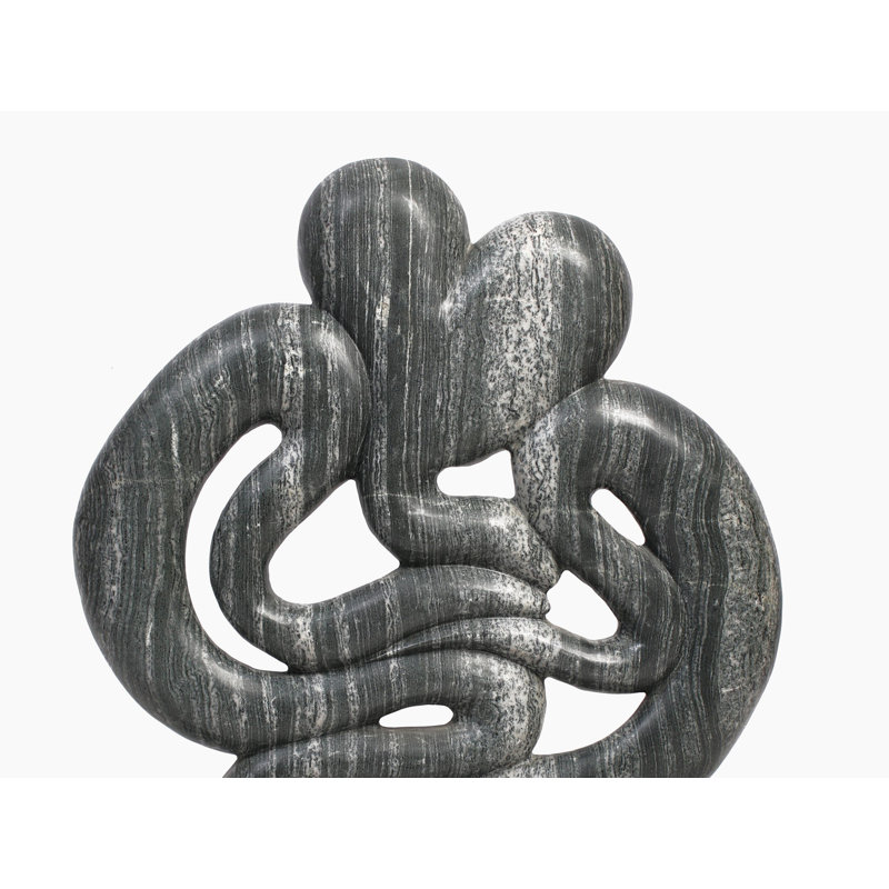 Modern Abstract Black Marble Couple Sculpture – “Eternal Embrace” Contemporary Art Figurine for Home Decor