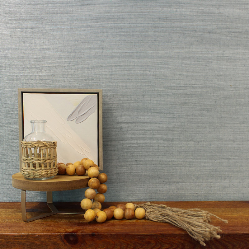 Hejran Sisal Authentic Grasscloth Wallpaper, Heathered Bleustone