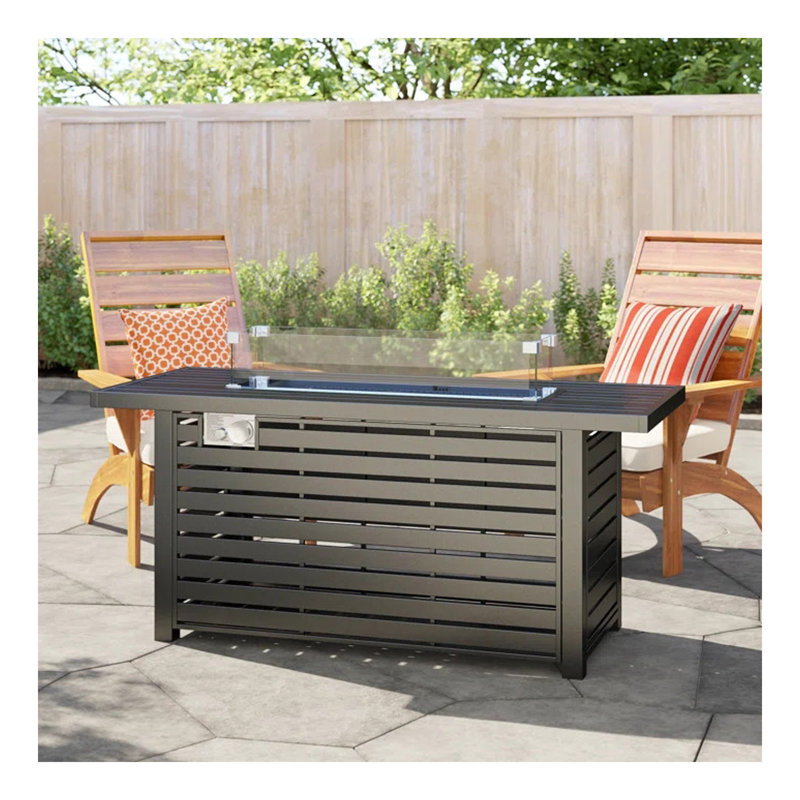 24" Steel Propane Fire Pit Table with Cover