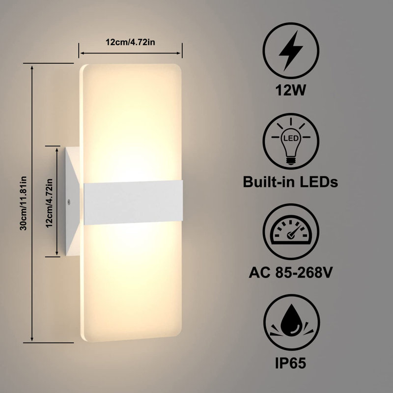 Charna Plastic LED Armed Sconce, Warm White