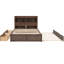 Lit double avec tablettes coulissantes, 2 tiroirs et lit gigogne simple