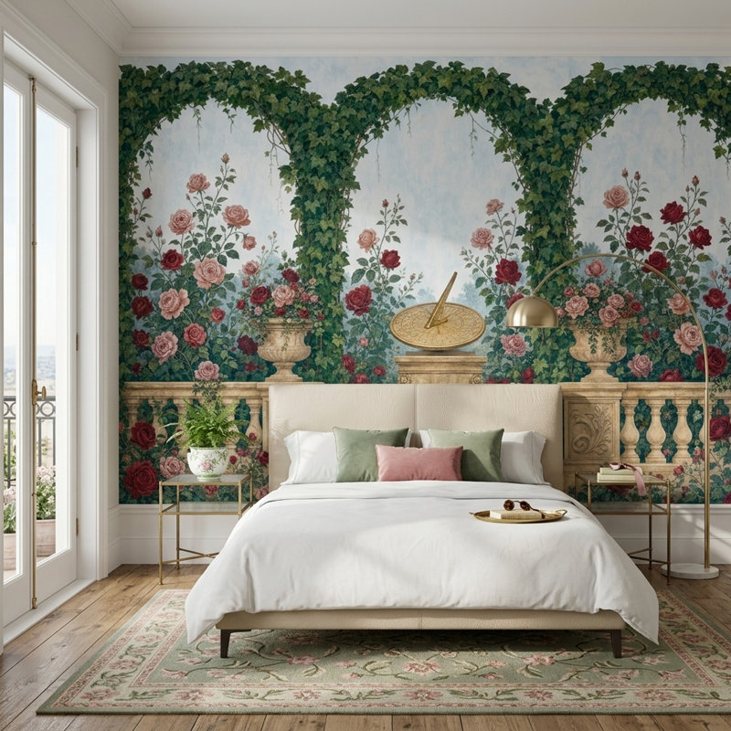 Adhésif mural Rose Garden, 140 po x 108 po, Peler et coller