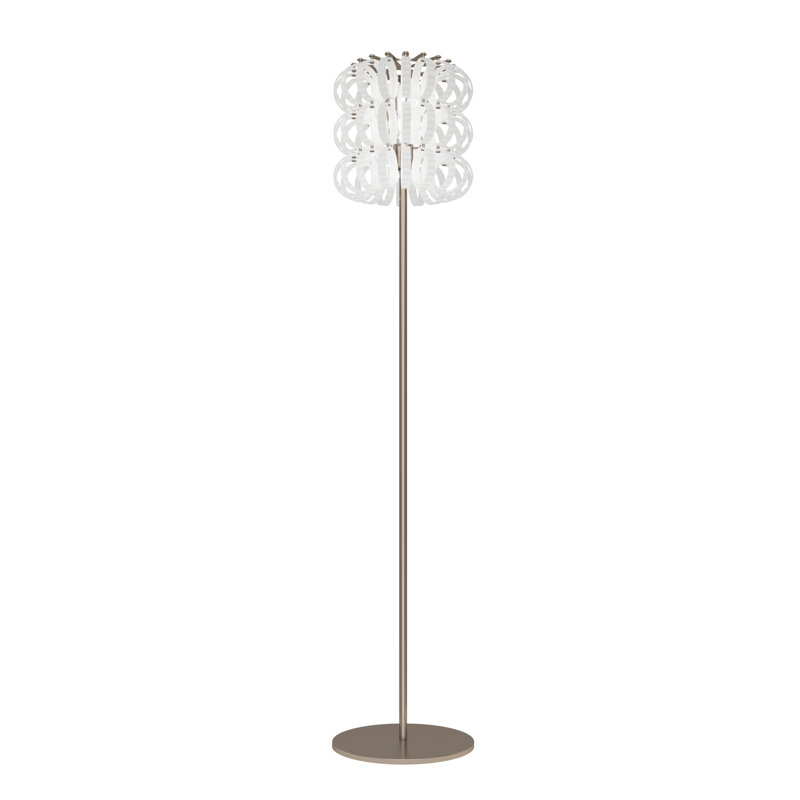 Ecos Striped 35 Floor Lamp, White Striped, Matte Bronze