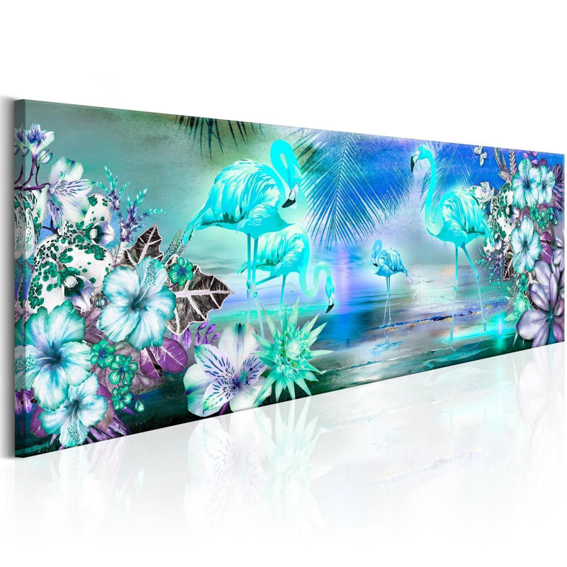 Zahiem flamants de nuit sur toile, H 20 po x l 59 po x P 0,7 po