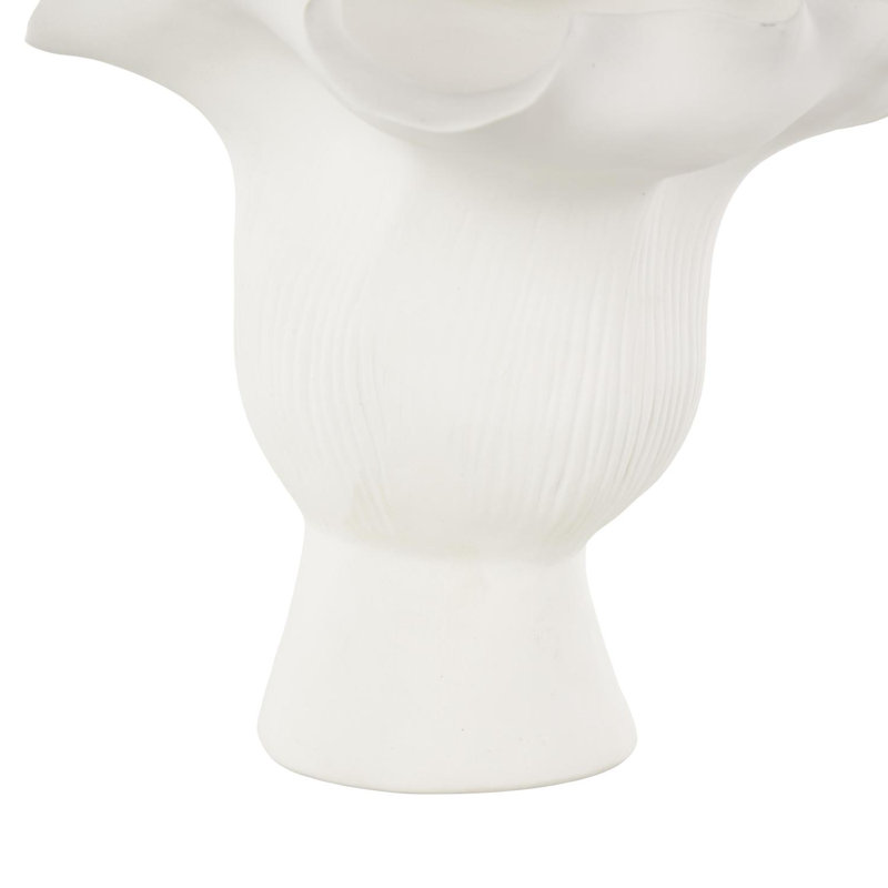 Joss & Main Ceramic Floral Inspired Abstract Vase With Linear Grooves, White