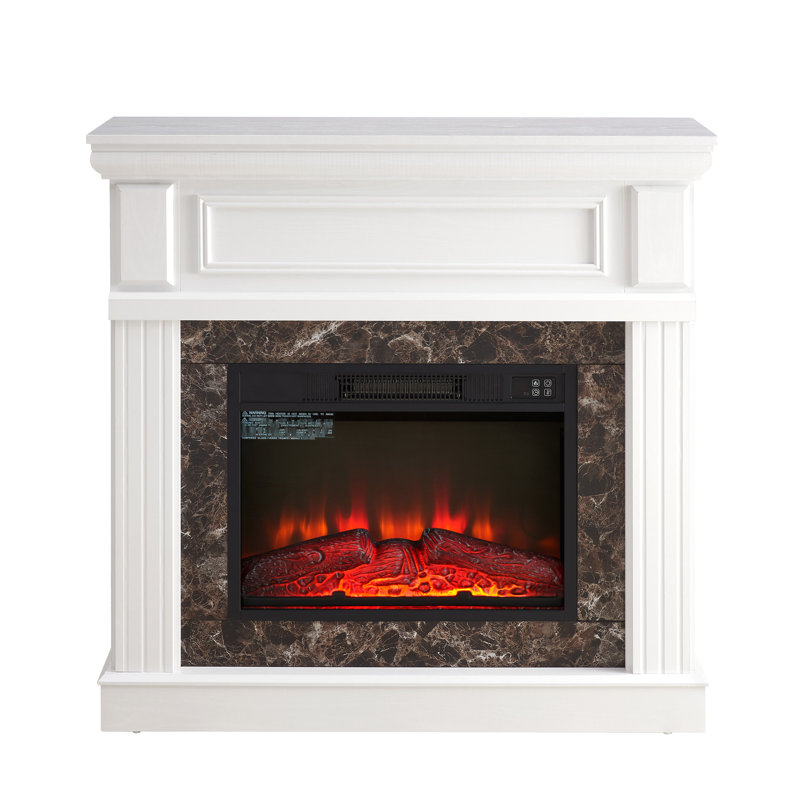 Foyer électrique blanc l 41,82 po x P 14 po, compact et fonctionnel, télécommande, intensité de flamme réglable, apparence élégante, surface lisse, design 3D, style classique, effets réalistes