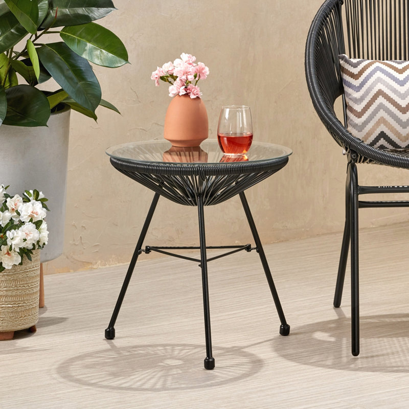 Table d'appoint d'extérieur pour patio, Blanc