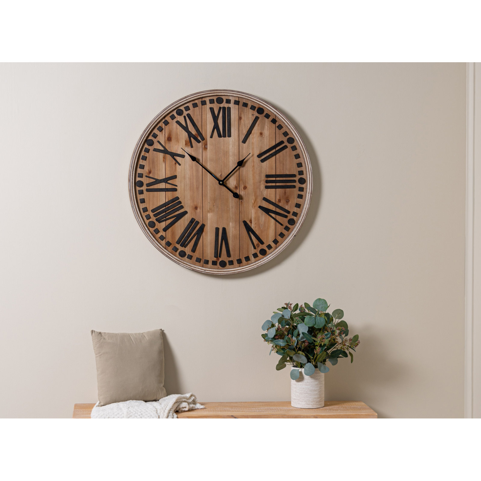 31.75'' Solid + Manufactured Wood Wall Clock