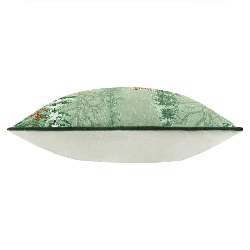 Lode Wood Fox Abstract Green Rectangular Throw Cushion With Filling