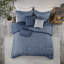 Ensemble d'édredon en seersucker bleu marine 7 pièces avec rembourrage hypoallergénique