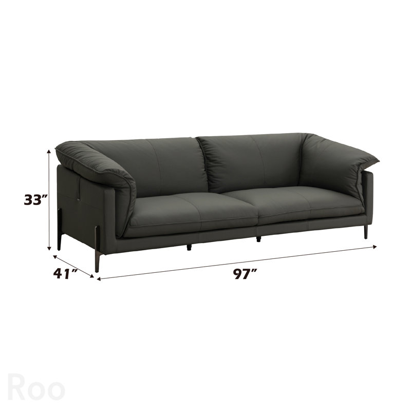 Black Top Grain Leather Sofa