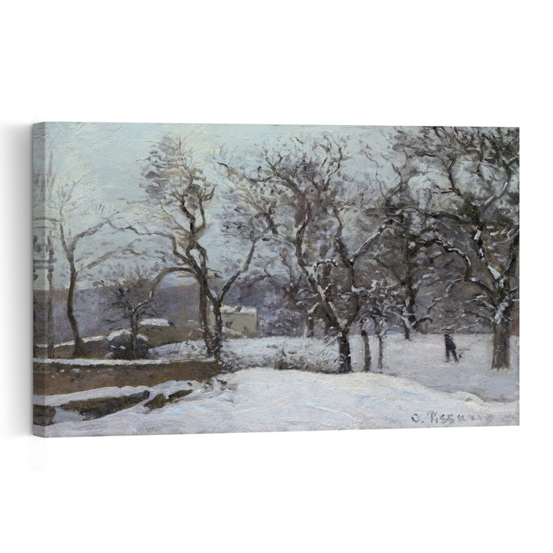 Snow At Louveciennes, C.1870 Impressionist Abstract Contemporary Landscape Tree Wall Art Print by Camille Pissarro - 1 Piece Wrapped Canvas Wall Art