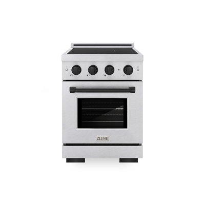 ZLINE Autograph 24 in. Satin Stainless Paramount Induction Range with 3 Elements & Bronze Accents