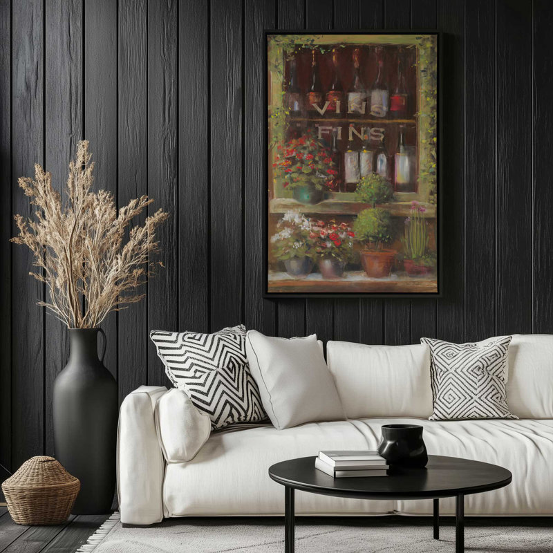 «Wine and Herbs I» par Carol Rowan, reproduction d'art sur toile, Noir, Cadre flottant, H 18 po x l 12 po