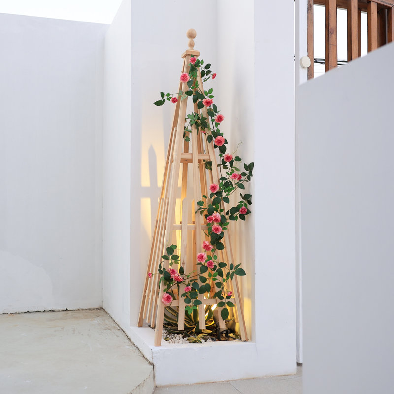 172.7cm H Wood Obelisk Trellis, Beige, 172.7cm x 50.8cm x 50.8cm