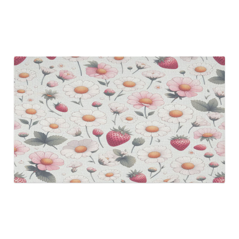 Tapis tressé Blooming Berry Blossoms, Rectangulaire 3 pi x 5 pi