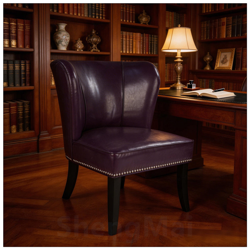 Fauteuil d'appoint en similicuir avec garniture de rivets, canapé de salon confortable et élégant pour la réception à domicile