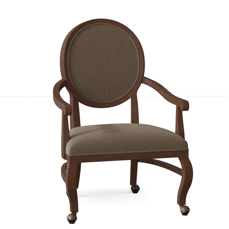 Oakland Upholstered King Louis Back Arm Chair, Walnut, 9930 Driftwood