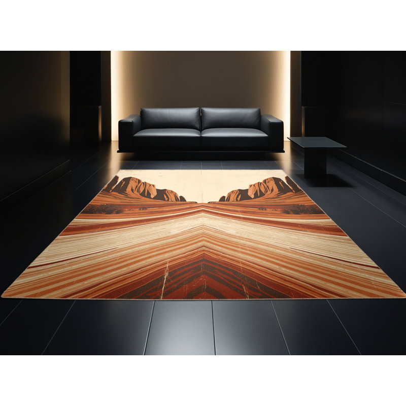 Tapis moelleux moelleux à l'allure rustique et rustique en brun - beige, 7 x 10