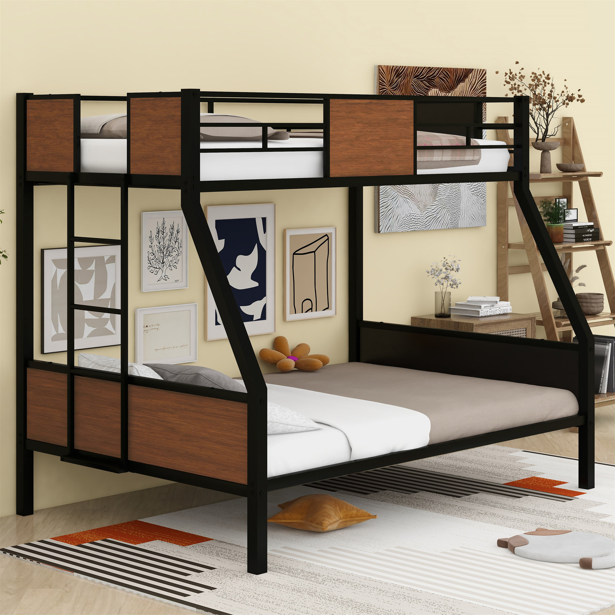 Mason & Marbles Afia Kids Metal bunk bed with safety rail | Wayfair